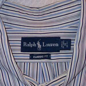 Ralph Lauren Long-Sleeved Striped Button Down Polo Classic Fit Shirt. Size 18 36